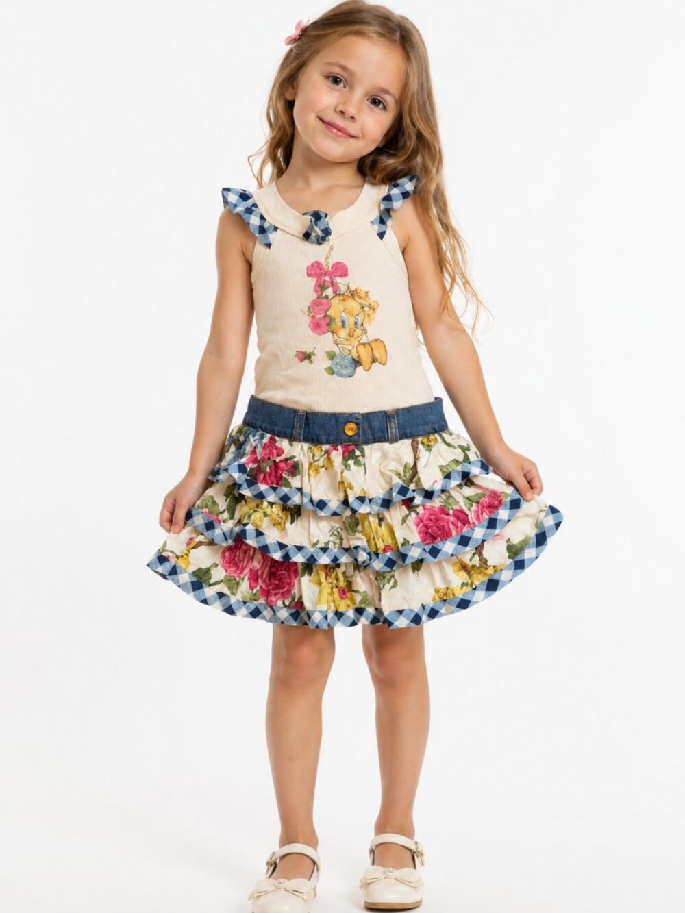 Monnalisa Girls Dress Made in Italy Size 110 US 4-6 Floral Y2K